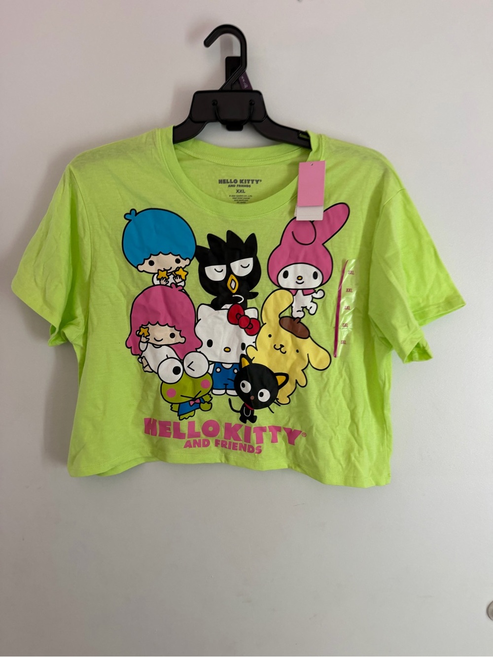 Hello Kitty Neon Lime Graphic Tee with Friends Cropped
